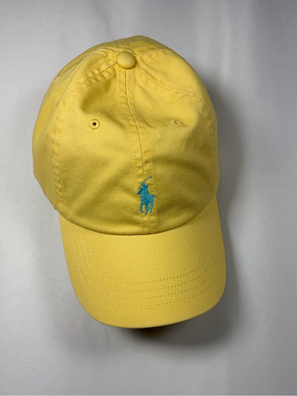 Polo Ralph Lauren Iconic Cotton Chino Ball Cap in Butter Yellow and Icy Blue OS